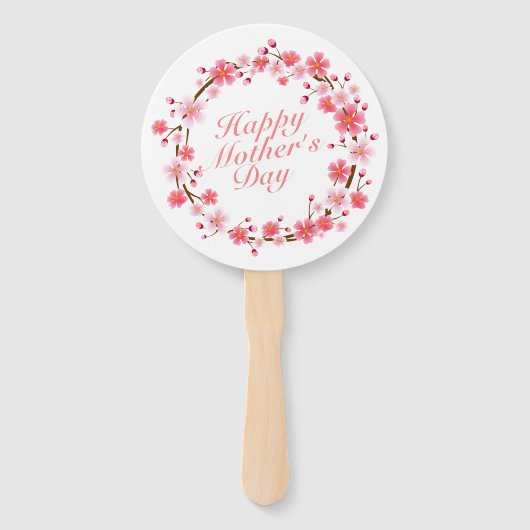 Elegant Happy Moederdag Floral Wreath Hand Fan Handwaaier (Voorkant)