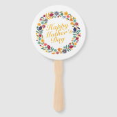 Elegant Happy Moederdag Floral Wreath Hand Fan Handwaaier (Achterkant)