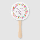 Elegant Happy Moederdag Floral Wreath Hand Fan Handwaaier (Achterkant)