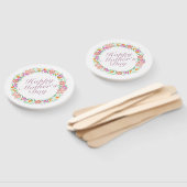 Elegant Happy Moederdag Floral Wreath Hand Fan Handwaaier (Niet-gemonteerd)