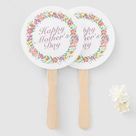 Elegant Happy Moederdag Floral Wreath Hand Fan Handwaaier