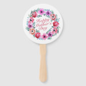 Elegant Happy Moederdag Floral Wreath Hand Fan Handwaaier (Achterkant)