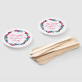 Elegant Happy Moederdag Floral Wreath Hand Fan Handwaaier (Niet-gemonteerd)