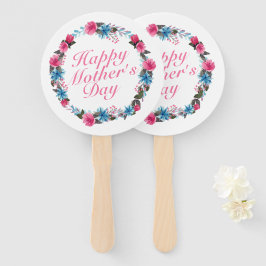 Elegant Happy Moederdag Floral Wreath Hand Fan Handwaaier