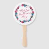 Elegant Happy Moederdag Floral Wreath Hand Fan Handwaaier (Voorkant)