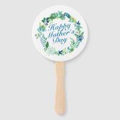 Elegant Happy Moederdag Floral Wreath Hand Fan Handwaaier (Voorkant)