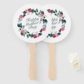 Elegant Happy Moederdag Floral Wreath Hand Fan Handwaaier (Voorkant en achterkant)