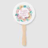 Elegant Happy Moederdag Floral Wreath Hand Fan Handwaaier (Achterkant)