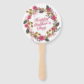 Elegant Happy Moederdag Floral Wreath Hand Fan Handwaaier (Achterkant)