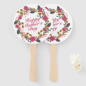 Elegant Happy Moederdag Floral Wreath Hand Fan Handwaaier (Voorkant en achterkant)