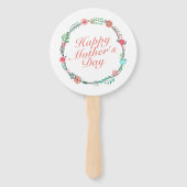 Elegant Happy Moederdag Floral Wreath Hand Fan Handwaaier (Voorkant)