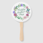 Elegant Happy Moederdag Floral Wreath Hand Fan Handwaaier (Voorkant)