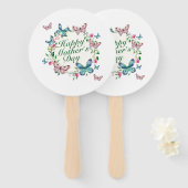 Elegant Happy Moederdag Floral Wreath Hand Fan Handwaaier (Voorkant en achterkant)