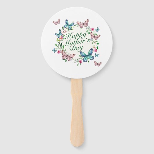 Elegant Happy Moederdag Floral Wreath Hand Fan Handwaaier (Voorkant)