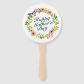 Elegant Happy Moederdag Floral Wreath Hand Fan Handwaaier (Achterkant)