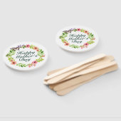 Elegant Happy Moederdag Floral Wreath Hand Fan Handwaaier (Niet-gemonteerd)