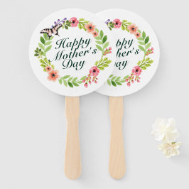 Elegant Happy Moederdag Floral Wreath Hand Fan Handwaaier