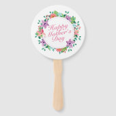 Elegant Happy Moederdag Floral Wreath Hand Fan Handwaaier (Achterkant)