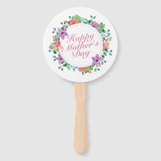 Elegant Happy Moederdag Floral Wreath Hand Fan Handwaaier (Achterkant)