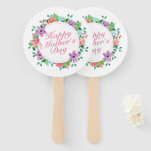 Elegant Happy Moederdag Floral Wreath Hand Fan Handwaaier (Voorkant en achterkant)