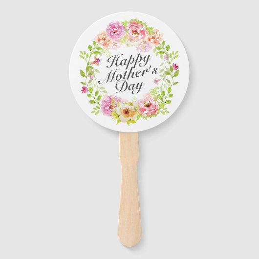 Elegant Happy Moederdag Floral Wreath Hand Fan Handwaaier (Achterkant)