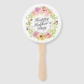 Elegant Happy Moederdag Floral Wreath Hand Fan Handwaaier (Voorkant)