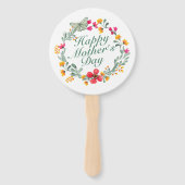 Elegant Happy Moederdag Floral Wreath Hand Fan Handwaaier (Achterkant)