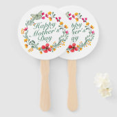 Elegant Happy Moederdag Floral Wreath Hand Fan Handwaaier (Voorkant en achterkant)
