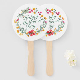 Elegant Happy Moederdag Floral Wreath Hand Fan Handwaaier