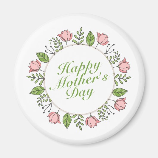 Elegant Happy Moederdag Floral Wreath | Magneet (Voorkant)