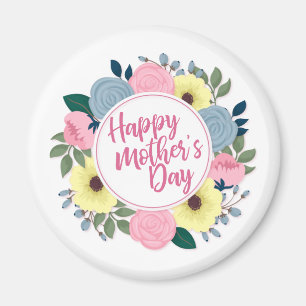 Elegant Happy Moederdag Floral Wreath   Magneet