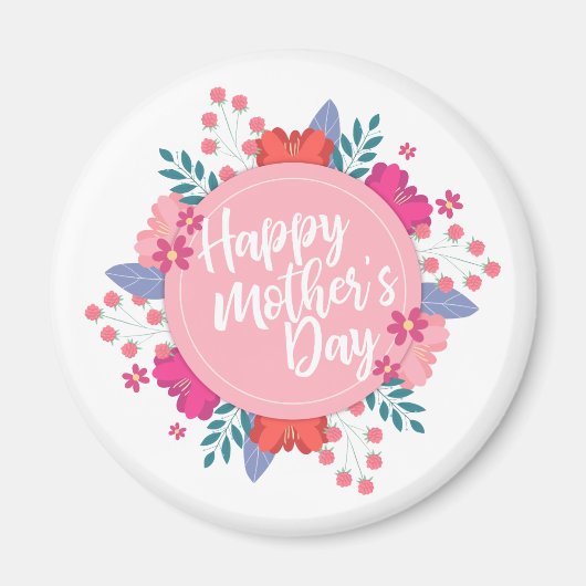 Elegant Happy Moederdag Floral Wreath | Magneet (Voorkant)