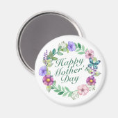 Elegant Happy Moederdag Floral Wreath Magnet (Voorkant / Achterkant)