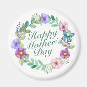 Elegant Happy Moederdag Floral Wreath Magnet (Voorkant)