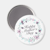 Elegant Happy Moederdag Floral Wreath Magnet (Voorkant / Achterkant)