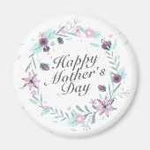 Elegant Happy Moederdag Floral Wreath Magnet (Voorkant)