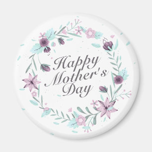 Elegant Happy Moederdag Floral Wreath Magnet
