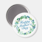 Elegant Happy Moederdag Floral Wreath Magnet (Voorkant / Achterkant)