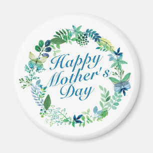 Elegant Happy Moederdag Floral Wreath Magnet