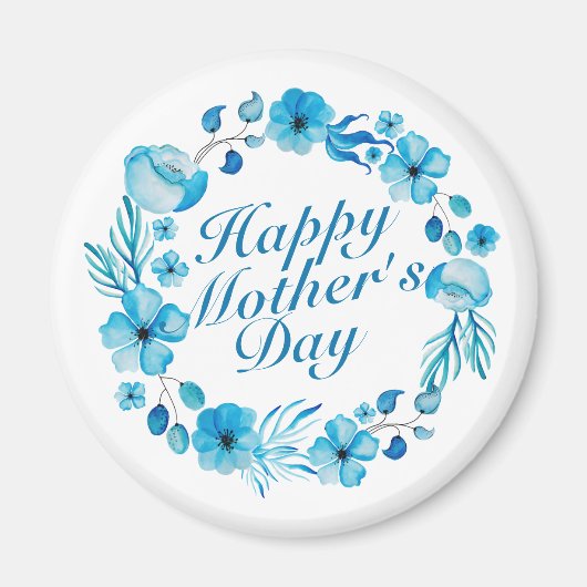 Elegant Happy Moederdag Floral Wreath Magnet (Voorkant)