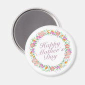 Elegant Happy Moederdag Floral Wreath Magnet (Voorkant / Achterkant)