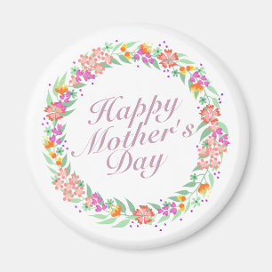 Elegant Happy Moederdag Floral Wreath Magnet