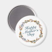 Elegant Happy Moederdag Floral Wreath Magnet (Voorkant / Achterkant)