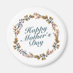 Elegant Happy Moederdag Floral Wreath Magnet
