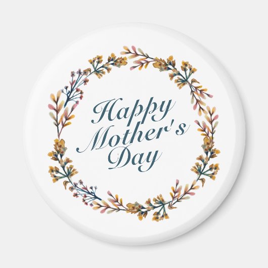 Elegant Happy Moederdag Floral Wreath Magnet (Voorkant)