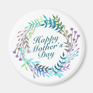 Elegant Happy Moederdag Floral Wreath Magnet