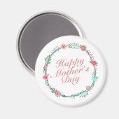Elegant Happy Moederdag Floral Wreath Magnet (Voorkant / Achterkant)