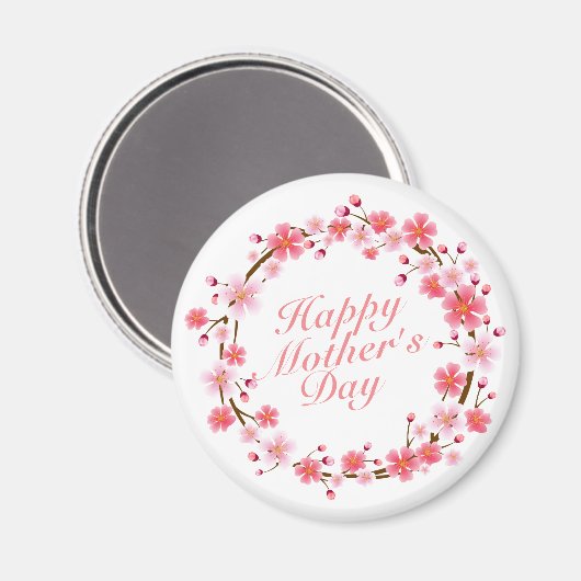 Elegant Happy Moederdag Floral Wreath Magnet (Voorkant / Achterkant)