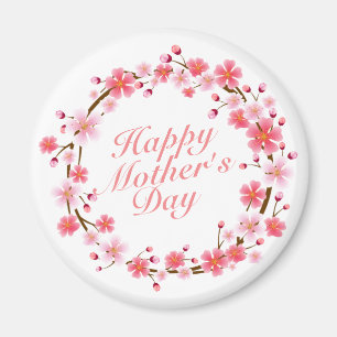 Elegant Happy Moederdag Floral Wreath Magnet
