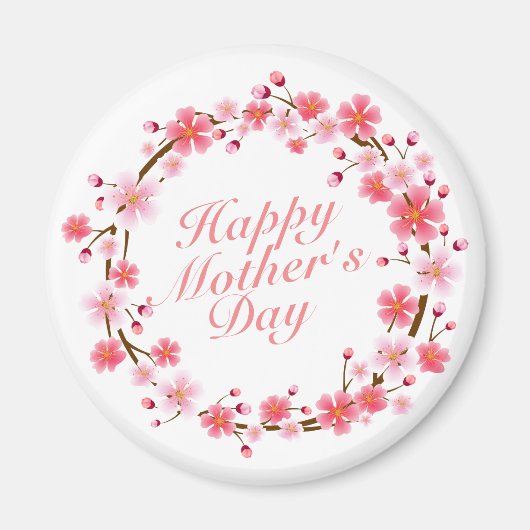 Elegant Happy Moederdag Floral Wreath Magnet (Voorkant)